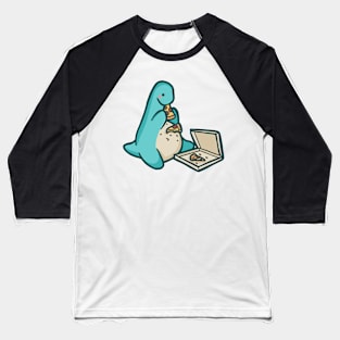 Cute dino with pizza, dinosaur Baseball T-Shirt